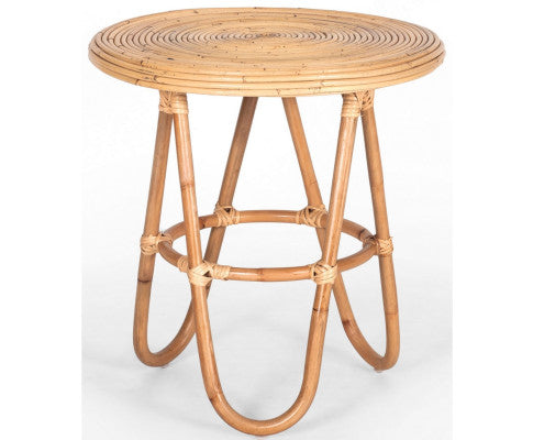 Crocus Rattan Round Side Sofa End Table 55cm - Natural