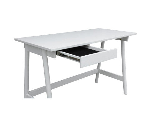 Mindil Office Desk Student Study Table Solid Wooden Timber Frame - White