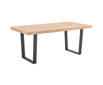 Petunia Dining Table 180cm Elm Timber Wood Black Metal Leg - Natural