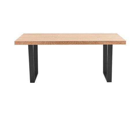 Petunia Dining Table 180cm Elm Timber Wood Black Metal Leg - Natural