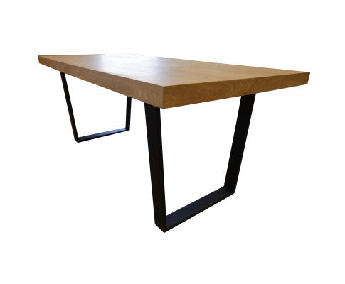 Petunia Dining Table 180cm Elm Timber Wood Black Metal Leg - Natural