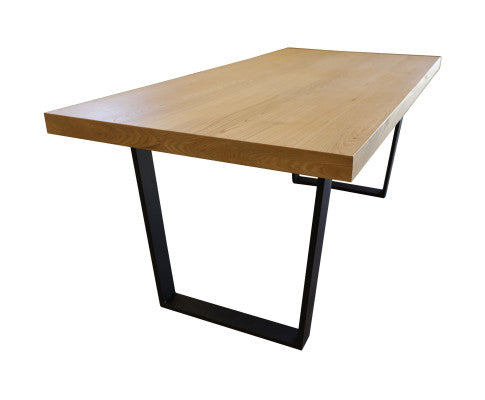 Petunia Dining Table 180cm Elm Timber Wood Black Metal Leg - Natural