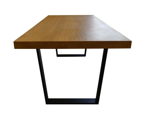 Petunia Dining Table 180cm Elm Timber Wood Black Metal Leg - Natural