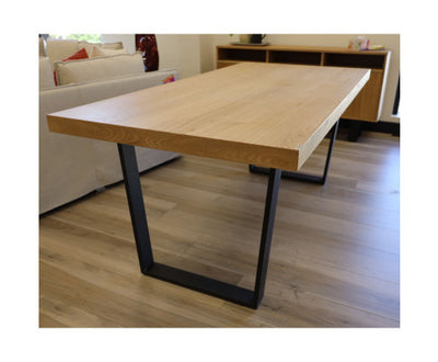 Petunia Dining Table 180cm Elm Timber Wood Black Metal Leg - Natural