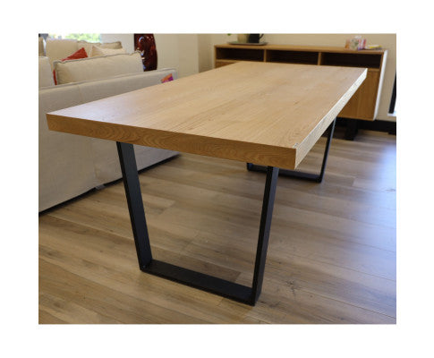 Petunia Dining Table 210cm Elm Timber Wood Black Metal Leg - Natural