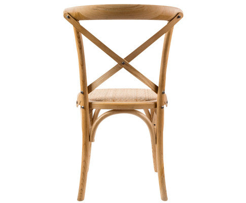 Aster Crossback Dining Chair Set of 2 Solid Birch Timber Wood Ratan Seat - Oak