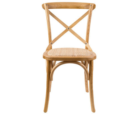 Aster Crossback Dining Chair Set of 8 Solid Birch Timber Wood Ratan Seat - Oak