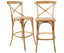 Aster 2pc Crossback Bar Stools Dining Chair Solid Birch Timber Rattan Seat - Oak