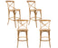 Aster 4pc Crossback Bar Stools Dining Chair Solid Birch Timber Rattan Seat - Oak