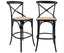 Aster 2pc Crossback Bar Stools Dining Chair Solid Birch Timber Rattan Seat Black