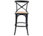 Aster 2pc Crossback Bar Stools Dining Chair Solid Birch Timber Rattan Seat Black