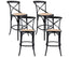 Aster 4pc Crossback Bar Stools Dining Chair Solid Birch Timber Rattan Seat Black