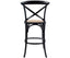 Aster Crossback Bar Stools Dining Chair Solid Birch Timber Rattan Seat - Black