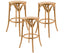 Aster 3pc Round Bar Stools Dining Stool Chair Solid Birch Wood Rattan Seat Oak