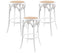 Aster 3pc Round Bar Stools Dining Stool Chair Solid Birch Wood Rattan Seat White