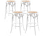 Aster 4pc Round Bar Stools Dining Stool Chair Solid Birch Wood Rattan Seat White