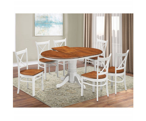 Lupin 7pc Dining Set 150cm Extendable Pedestral Table 4 Timber Chair - White Oak