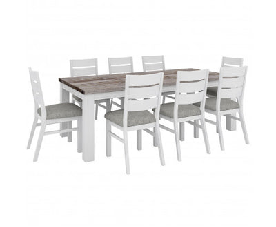 Plumeria Dining Table 225cm Solid Acacia Wood Home Dinner Furniture -White Brush