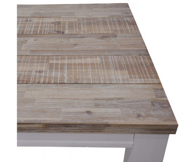 Plumeria Dining Table 225cm Solid Acacia Wood Home Dinner Furniture -White Brush