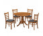 Linaria 5pc Dining Set 106cm Round Pedestral Table 4 Fabric Seat Chair - Walnut