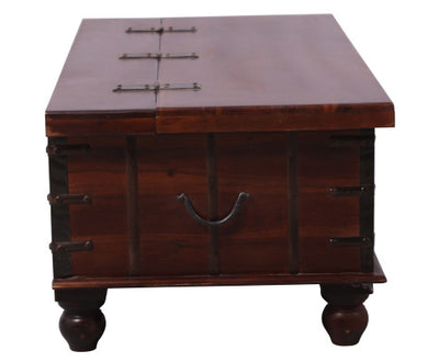 Konark Coffee Table Antique Handcrafted Solid Mango Wood Storage Trunk Chest Box