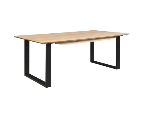 Aconite Dining Table 210cm Solid Messmate Timber Wood Black Metal Leg - Natural