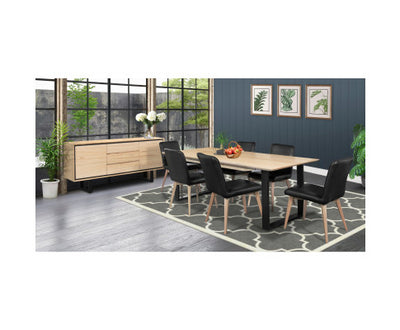 Aconite Dining Table 210cm Solid Messmate Timber Wood Black Metal Leg - Natural