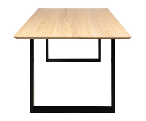 Aconite Dining Table 210cm Solid Messmate Timber Wood Black Metal Leg - Natural