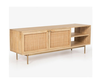 Martina ETU Entertainment TV Unit 147cm Solid Mango Wood Rattan Furniture