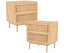 Martina Set of 2 Bedside Table 2 Drawer Storage Cabinet Solid Mango Wood Rattan