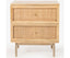 Martina Bedside Table 2 Drawer Storage Cabinet Solid Mango Wood Rattan