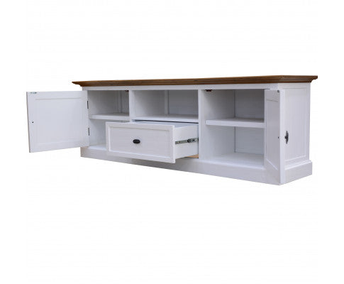 Beechworth ETU Entertainment TV Unit 180cm Solid Pine Wood Hampton Style - Grey