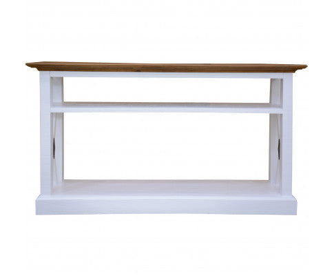 Beechworth Console Hallway Entry Table 140cm Solid Pine Wood Hampton - Grey