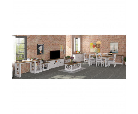 Beechworth 7pc Dining Set 200cm Table 6 Chair Pine Wood Hampton Furniture - Grey