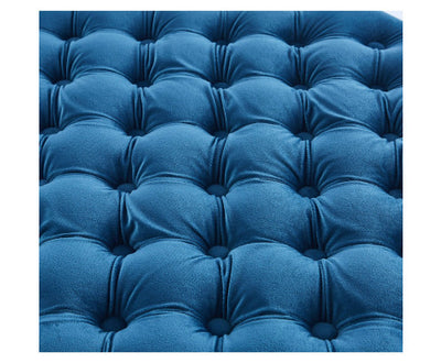 Cosmos Tufted Velvet Fabric Round Ottoman Footstools - Blue