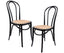 Azalea Arched Back Dining Chair 2 Set Solid Elm Timber Wood Rattan Seat - Black