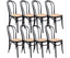 Azalea Arched Back Dining Chair 8 Set Solid Elm Timber Wood Rattan Seat - Black