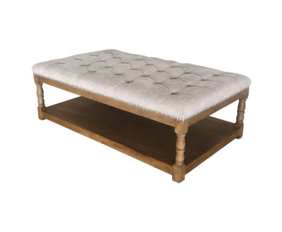 Rosebud Ottoman Bed End Chair Seat Tufted Fabric Seat Storage Foot Stools -Beige