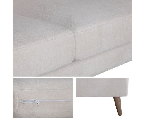 Nooa 2 Seater Sofa Fabric Uplholstered Lounge Couch - Stone