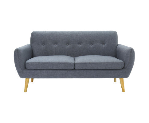 Dane 3 Seater Fabric Upholstered Sofa Lounge Couch - Dark Grey