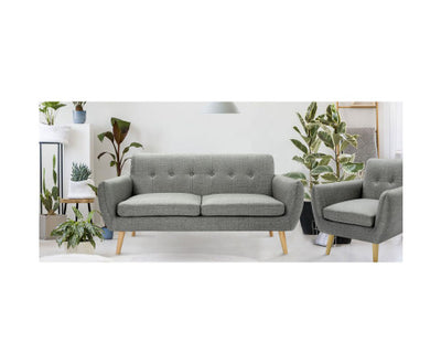 Dane 3 + 1 + 1 Seater Fabric Upholstered Sofa Armchair Lounge Couch - Mid Grey