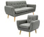 Dane 3 + 1 Seater Fabric Upholstered Sofa Armchair Lounge Couch - Mid Grey