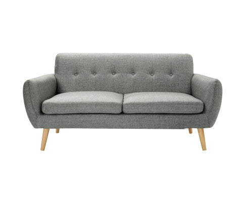 Dane 3 Seater Fabric Upholstered Sofa Lounge Couch - Mid Grey