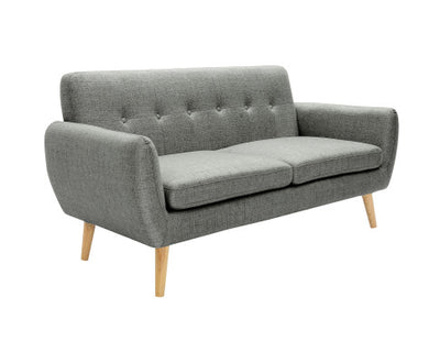 Dane 3 Seater Fabric Upholstered Sofa Lounge Couch - Mid Grey