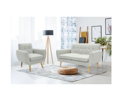 Dane 3 + 1 + 1 Seater Fabric Upholstered Sofa Armchair Lounge Couch - Light Grey