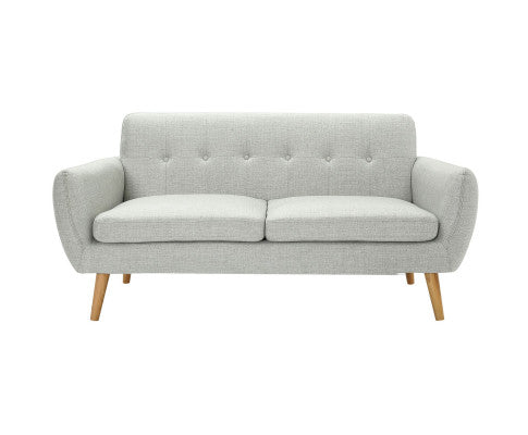 Dane 3 Seater Fabric Upholstered Sofa Lounge Couch - Light Grey