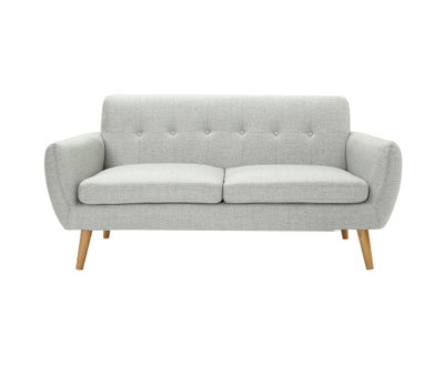 Dane 3 Seater Fabric Upholstered Sofa Lounge Couch - Light Grey