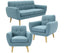 Dane 3 + 1 + 1 Seater Fabric Upholstered Sofa Armchair Lounge Couch - Blue