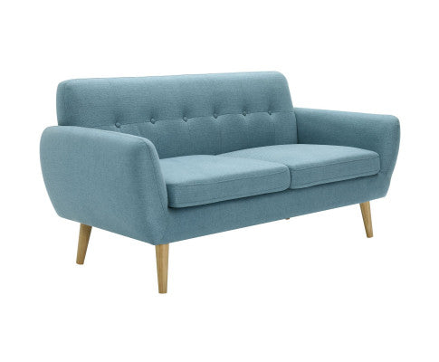 Dane 3 Seater Fabric Upholstered Sofa Lounge Couch - Blue