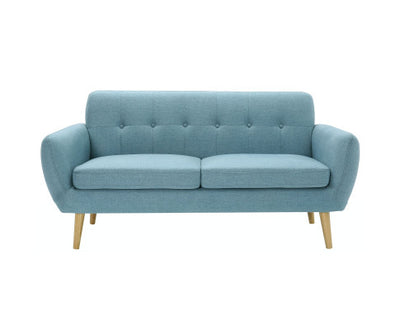 Dane 3 Seater Fabric Upholstered Sofa Lounge Couch - Blue